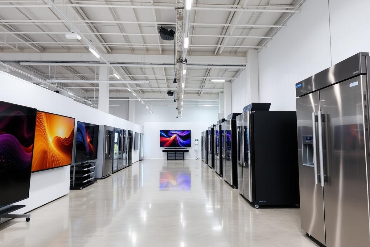 Subhash Music Centre electronics showroom with televisions and refrigerators